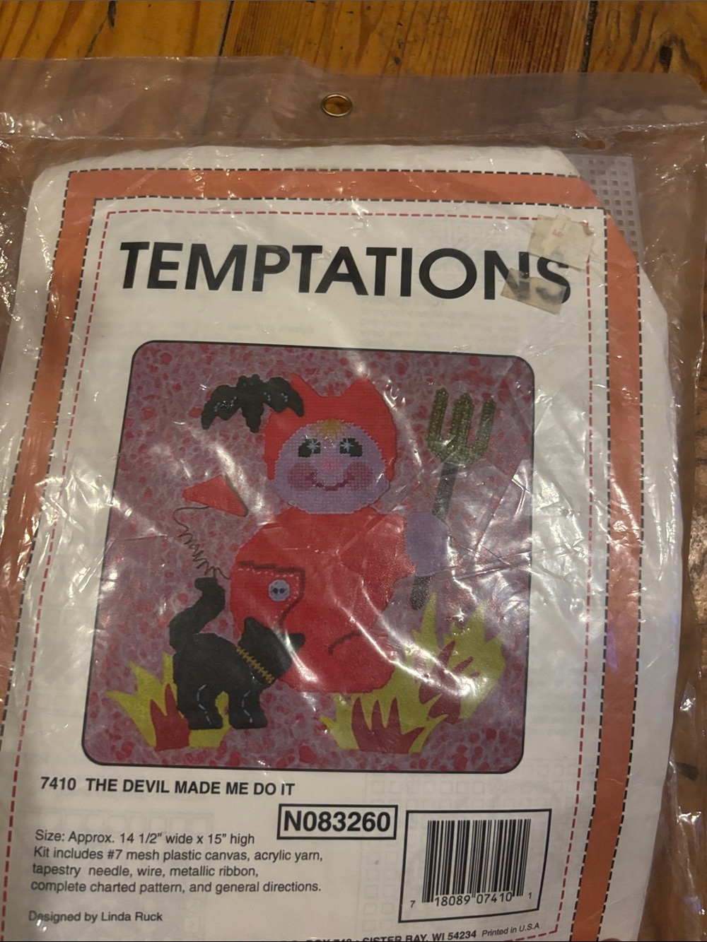 Vintage 1997 Temptations Devil Made Me Do It Plastic Canvas Kit NOS #7410
